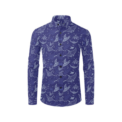 Manta Ray Print Design LKS401 Men's Long Sleeve Dress Shirt