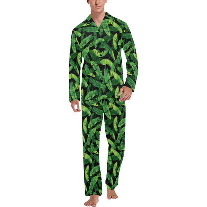Banana Leaf Pattern Print Design 02 Men's Long Pajama Set