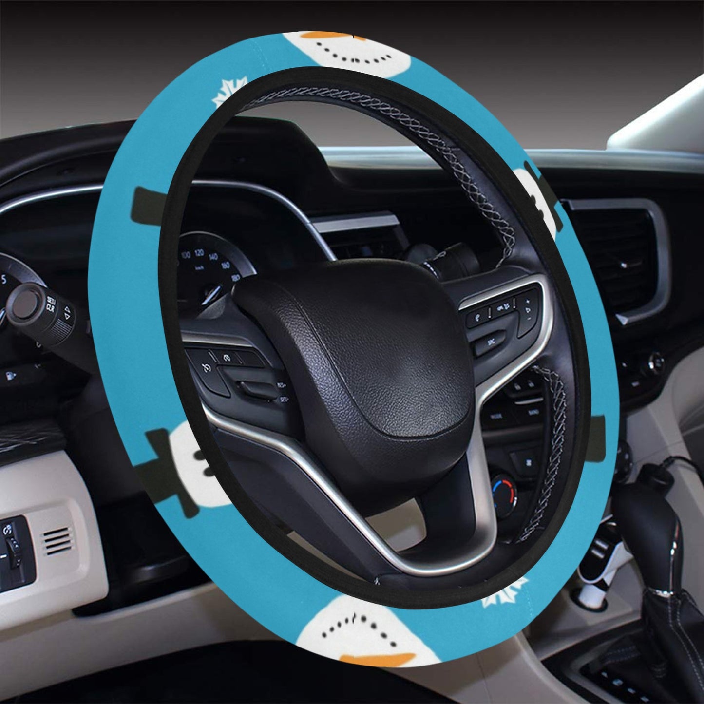 Snowman Print Design LKS303 Steering Wheel Cover with Elastic Edge