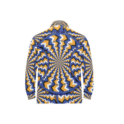 Optical illusion Pattern Print Design A01 Long Sleeve Polo Shirt For Men's