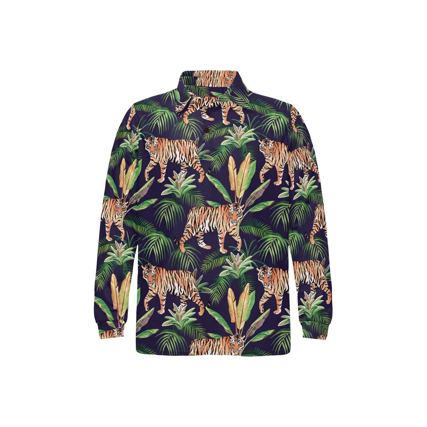 Tiger Jungle Long Sleeve Polo Shirt For Men's