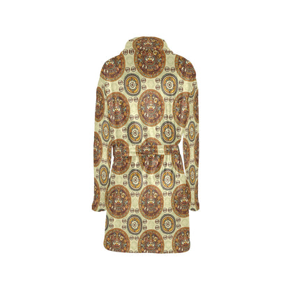 Calendar Aztec Themed Print Pattern Women's Fleece Robe