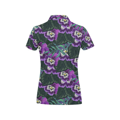 Pansy Pattern Print Design PS07 Women's Polo Shirt