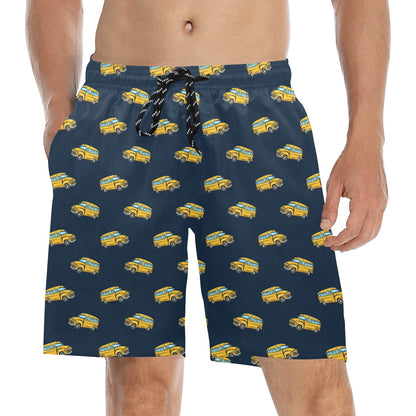 School Bus Print Design LKS304 Men's Swim Trunks Beach Shorts