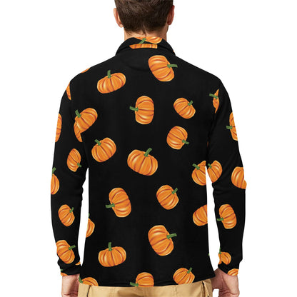 Pumpkin Pattern Print Design A05 Long Sleeve Polo Shirt For Men's