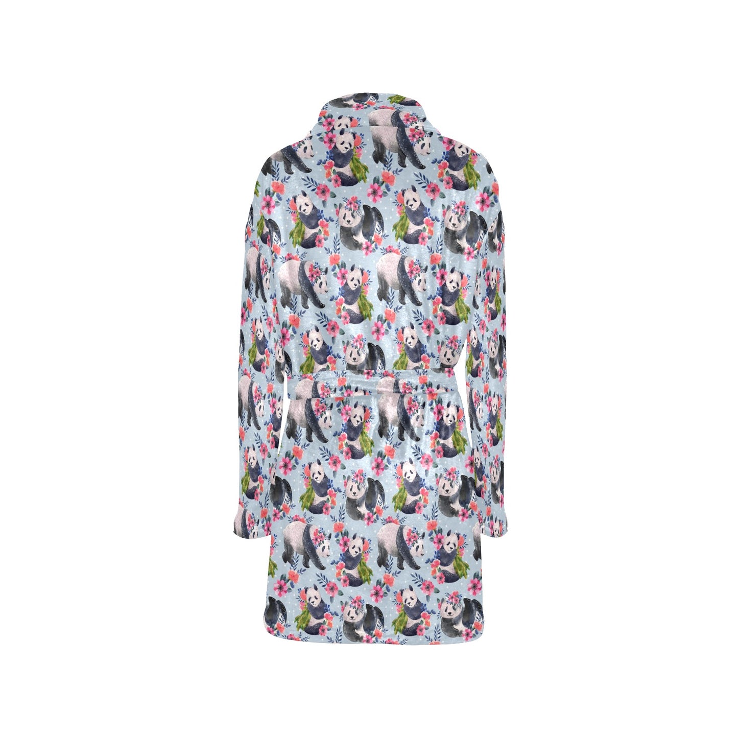 Panda Bear Flower Design Themed Print Women's Fleece Robe