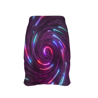 Vortex Twist Swirl Purple Neon Print 17" Golf & Pickleball Skort with Pockets