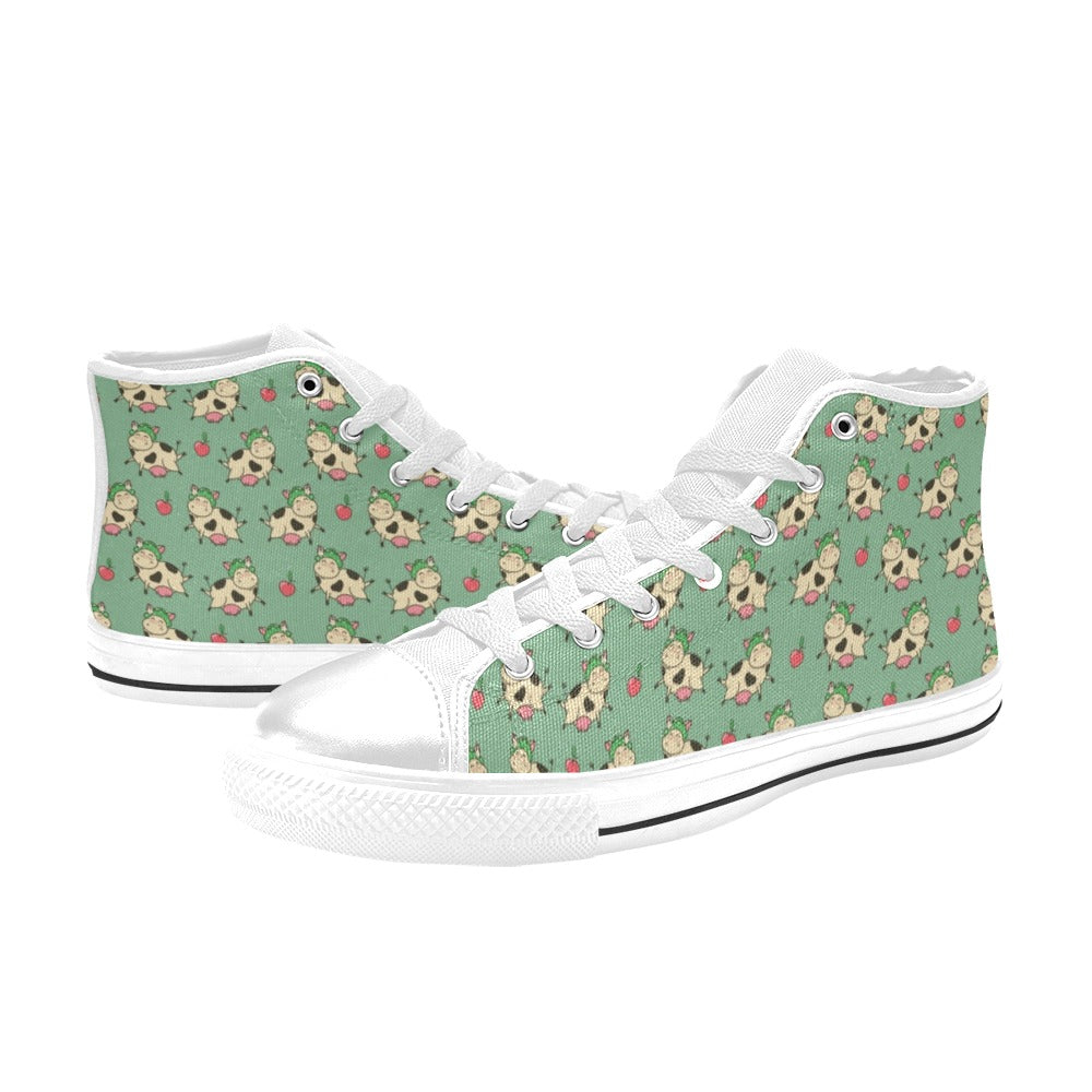 Cattle Print Design LKS402 Men's High Top Canvas Shoes
