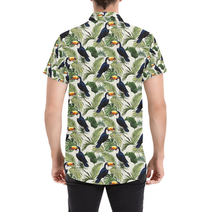Toucan Print Design LKS308 Men Short Sleeve Button Up Shirt