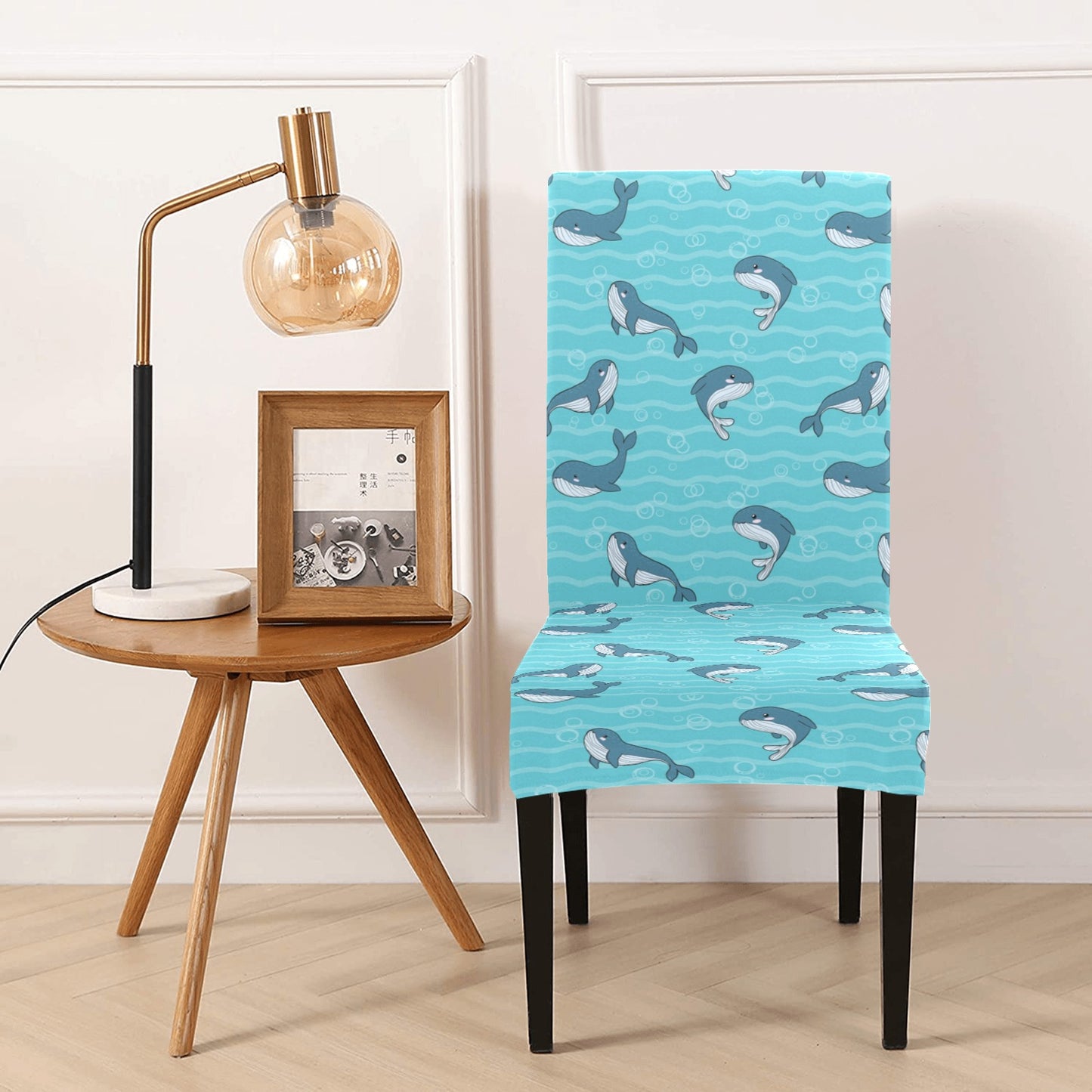 Whale Print Design LKS303 Dining Chair Slipcover