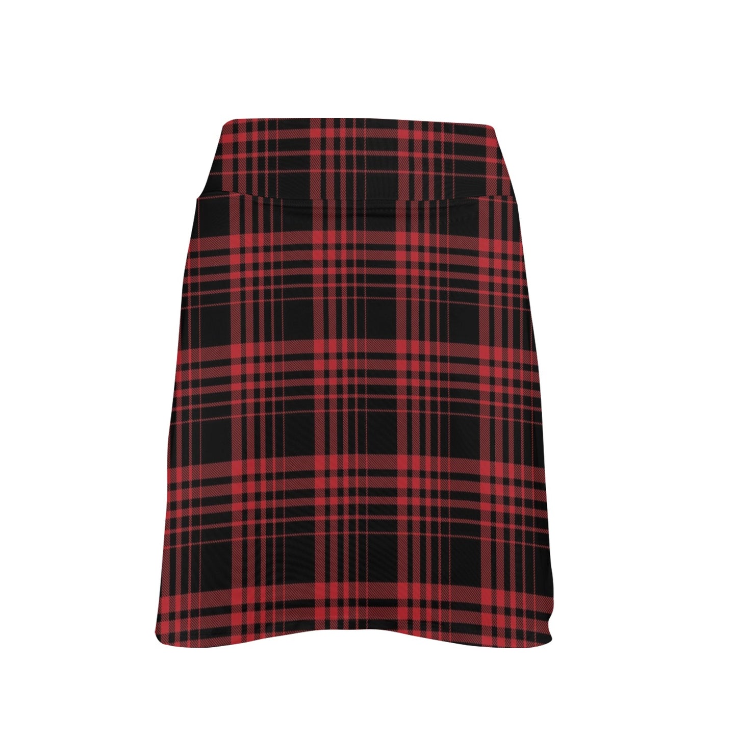 Tartan Red Black Print Design LKS303 17" Golf & Pickleball Skort with Pockets