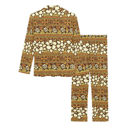 Hawaiian Themed Pattern Print Design H015 Women's Long Pajama Set