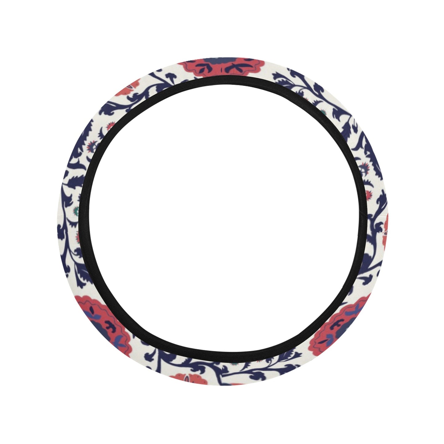 Suzani Print Design LKS304 Steering Wheel Cover with Elastic Edge