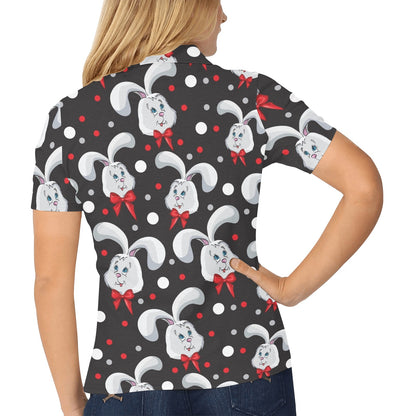 Rabbit Pattern Print Design RB012 Women's Polo Shirt