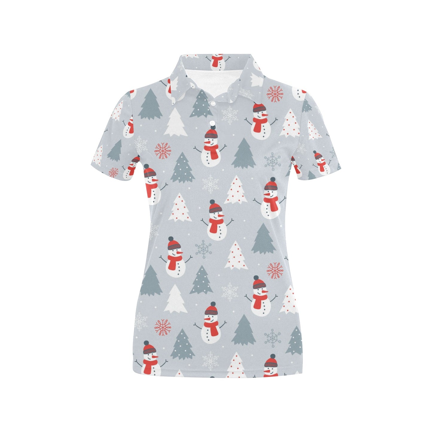 Snowman Print Design LKS302 Women's Polo Shirt