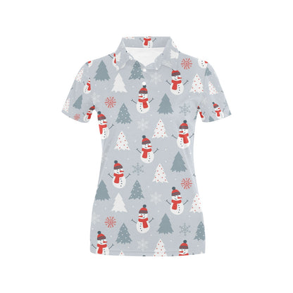 Snowman Print Design LKS302 Women's Polo Shirt