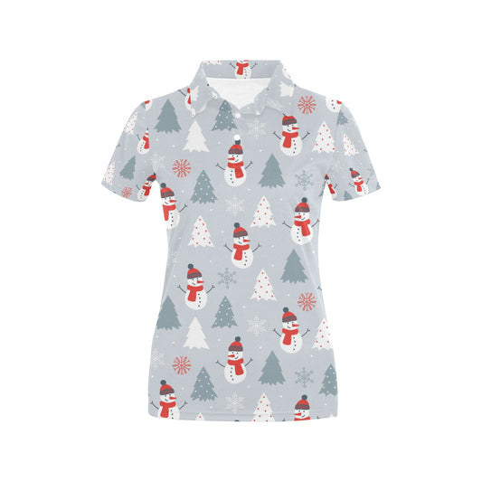 Snowman Print Design LKS302 Women's Polo Shirt