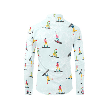 Snowboard Print Design LKS304 Men's Long Sleeve Dress Shirt