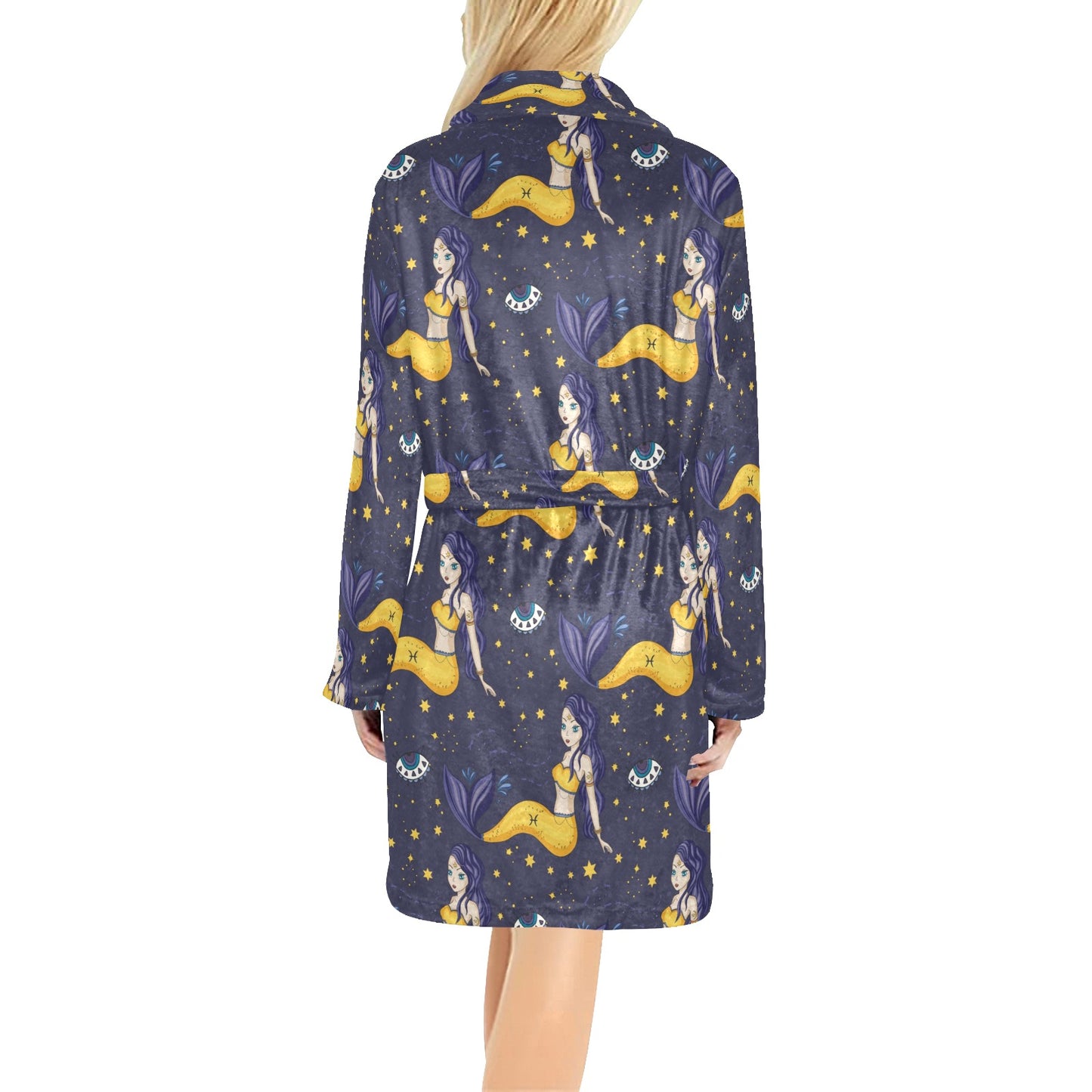 Pisces Pattern Print Design A04 Women's Fleece Robe