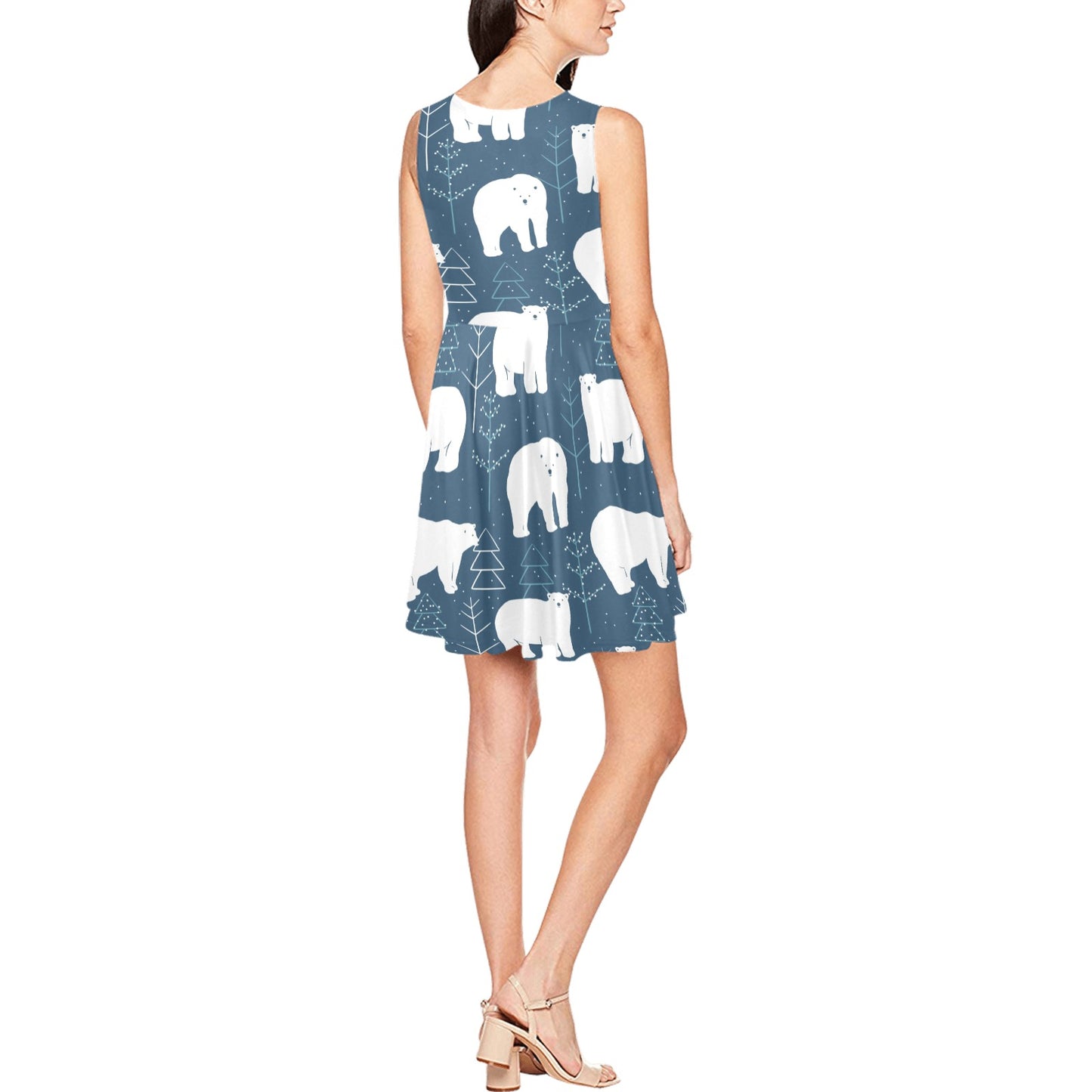 Polar Bear Pattern Print Design A01 Sleeveless Dress