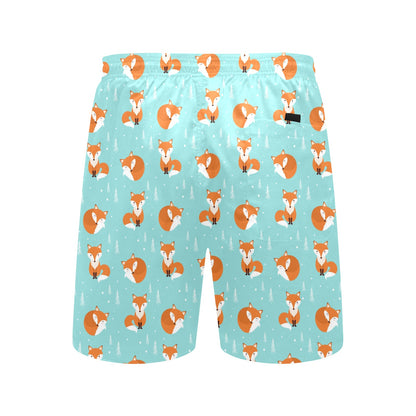 Fox Design Snow Print Pattern Men's Swim Trunks Beach Shorts