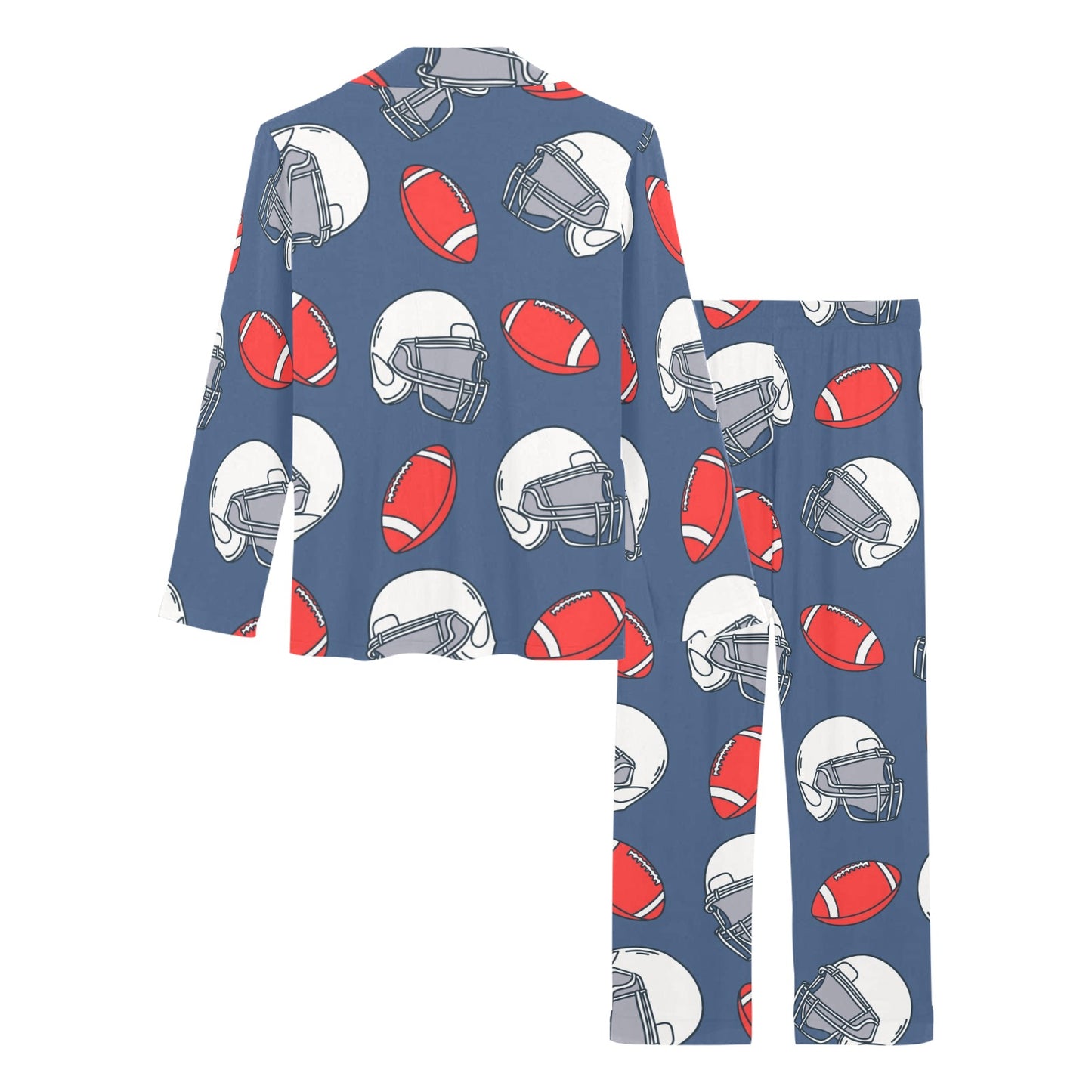 American Football Helmet Design Pattern Women's Long Pajama Set