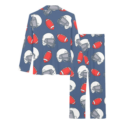 American Football Helmet Design Pattern Women's Long Pajama Set