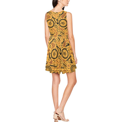 Mountain bike Pattern Print Design 03 Sleeveless Dress