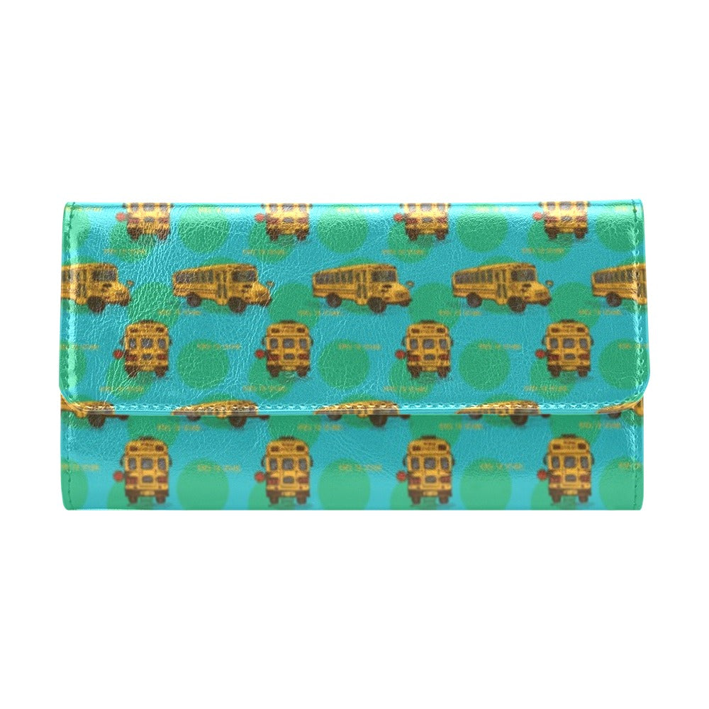 School Bus Print Design LKS308 Women's Trifold Wallet