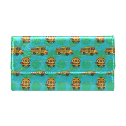 School Bus Print Design LKS308 Women's Trifold Wallet