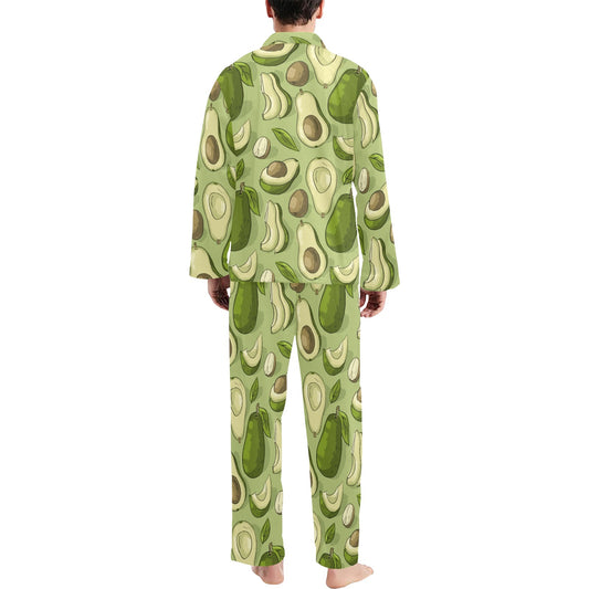 Avocado Pattern Print Design AC03 Men's Long Pajama Set