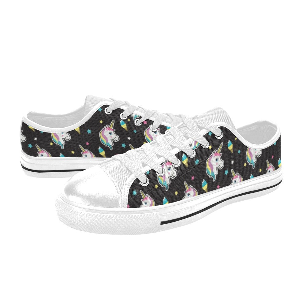 Unicorn Print Design LKS302 Women's White Low Top Shoes