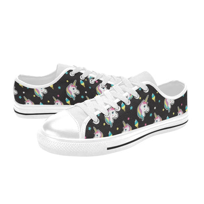 Unicorn Print Design LKS302 Women's White Low Top Shoes