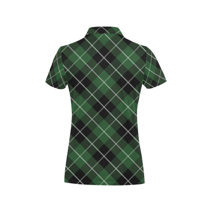 Plaid Green Pattern Print Design A05 Women's Polo Shirt