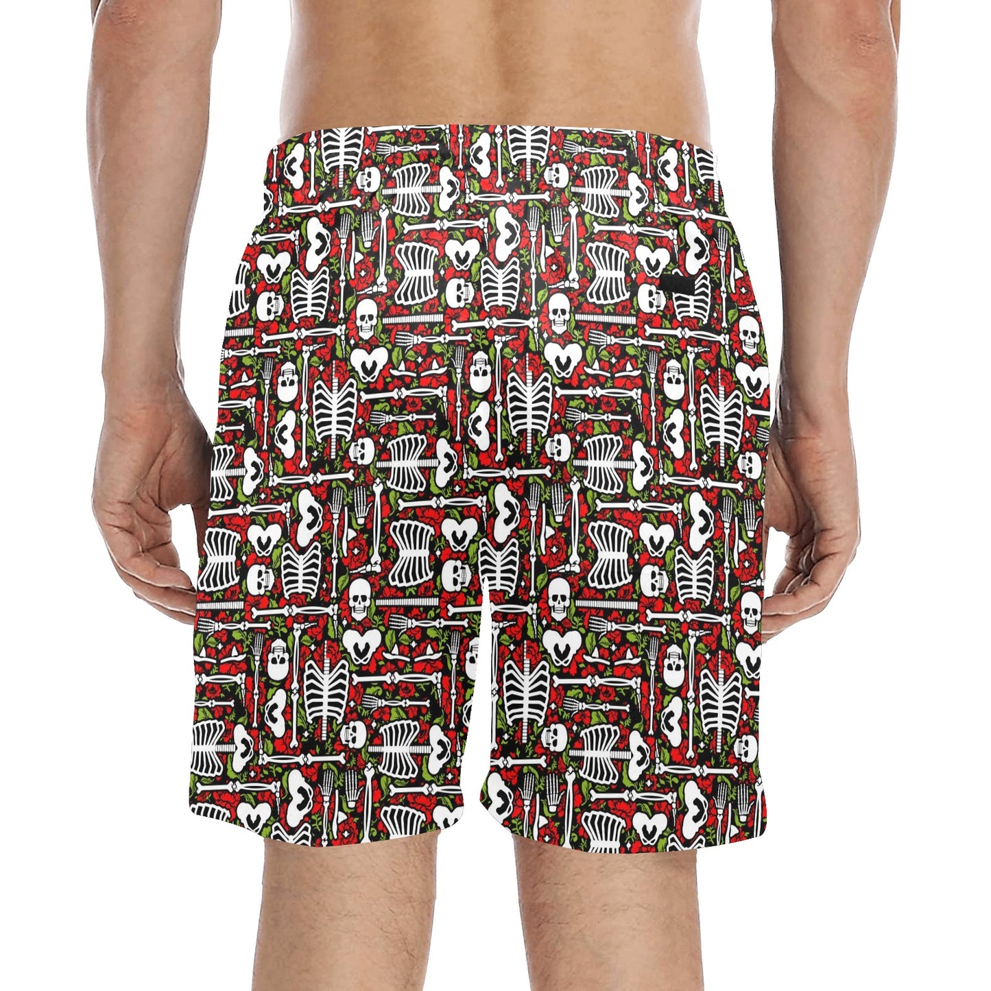 Skeleton Pattern Print Men's Swim Trunks Beach Shorts