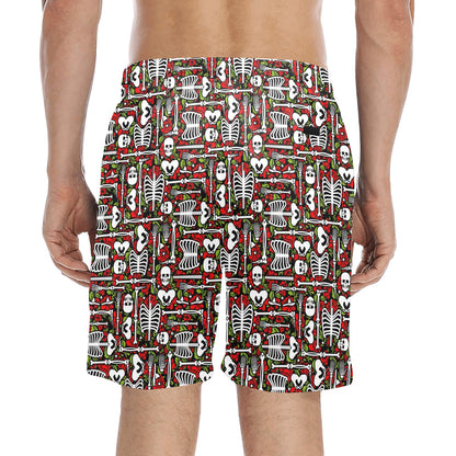 Skeleton Pattern Print Men's Swim Trunks Beach Shorts