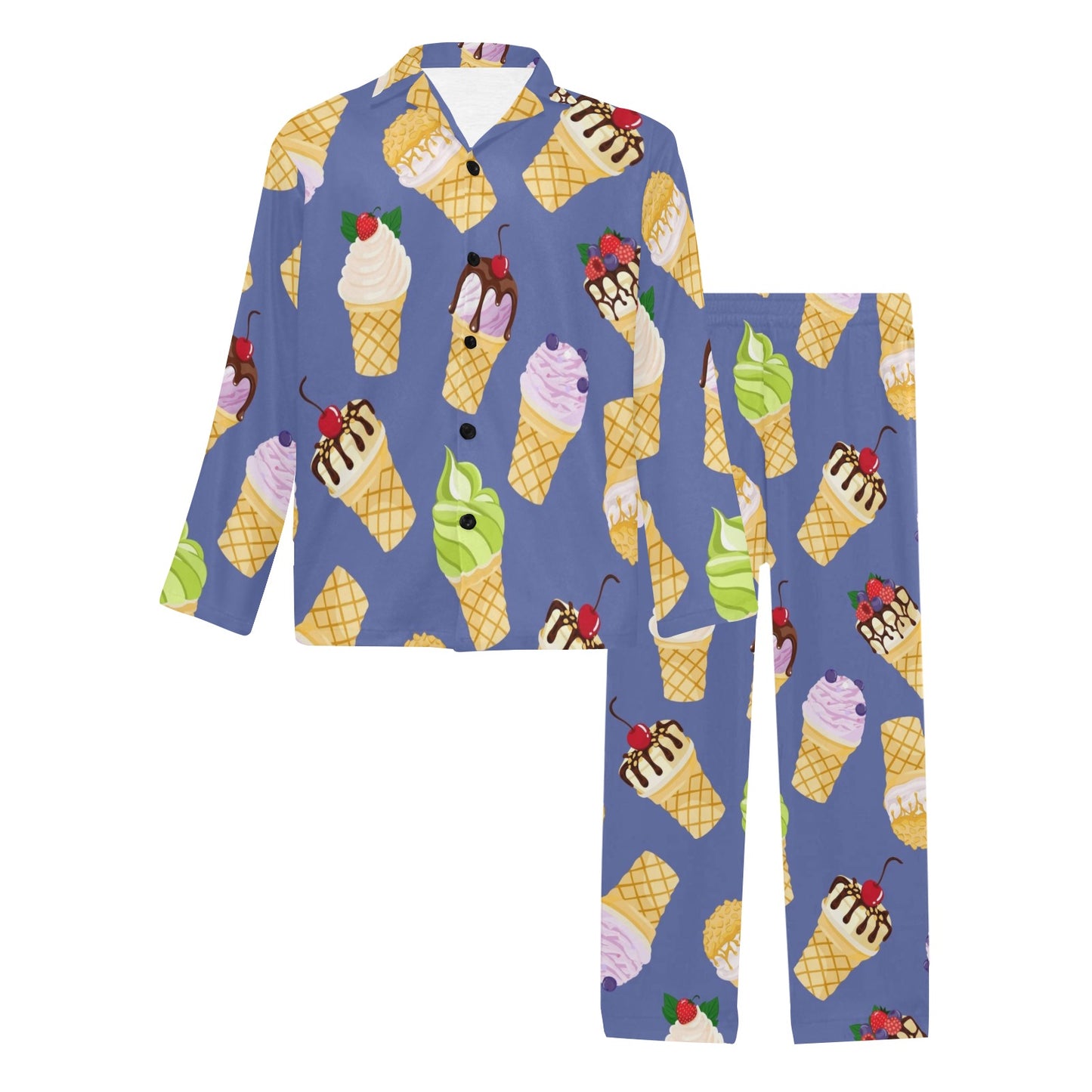 Ice Cream Pattern Print Design IC03 Men's Long Pajama Set