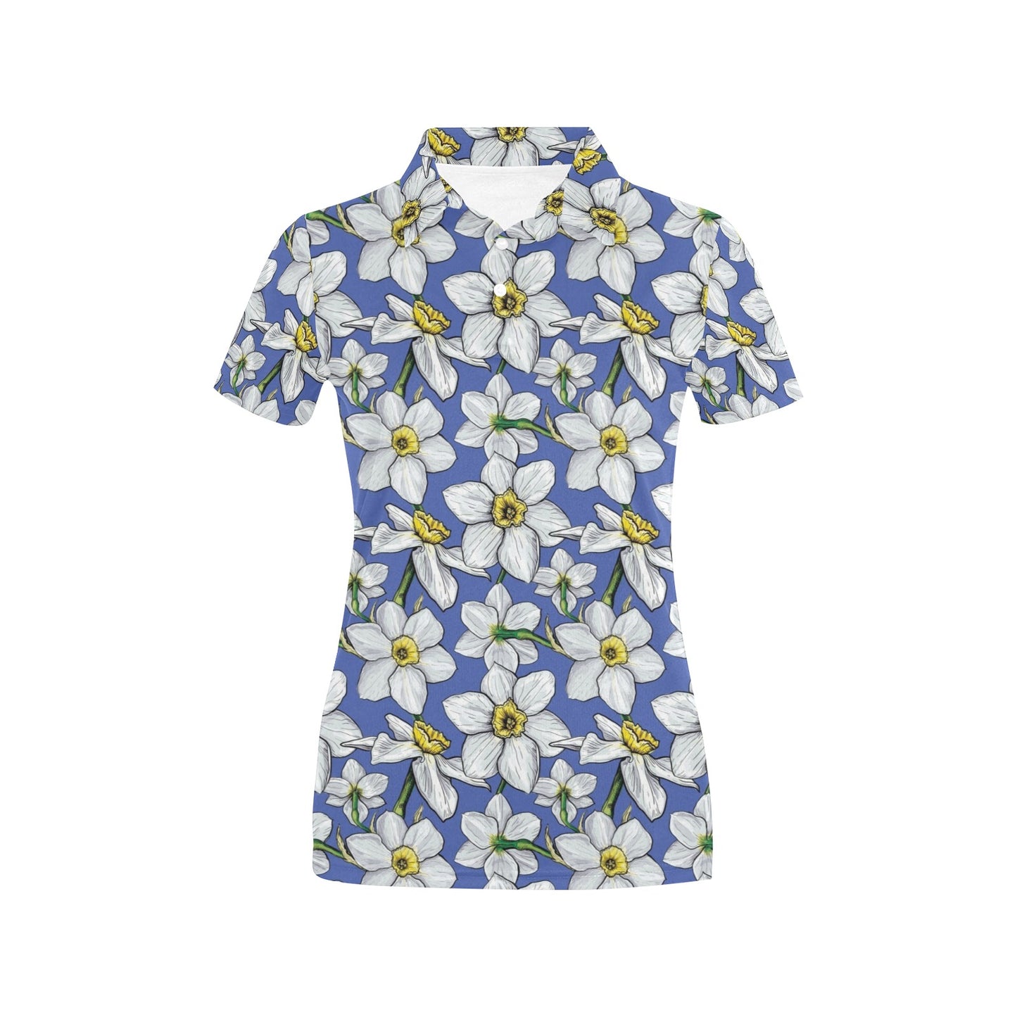 Daffodils Pattern Print Design DF08 Women's Polo Shirt