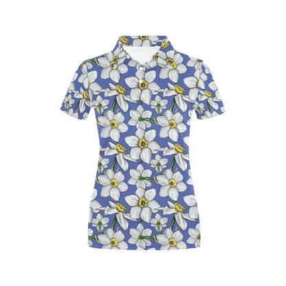 Daffodils Pattern Print Design DF08 Women's Polo Shirt