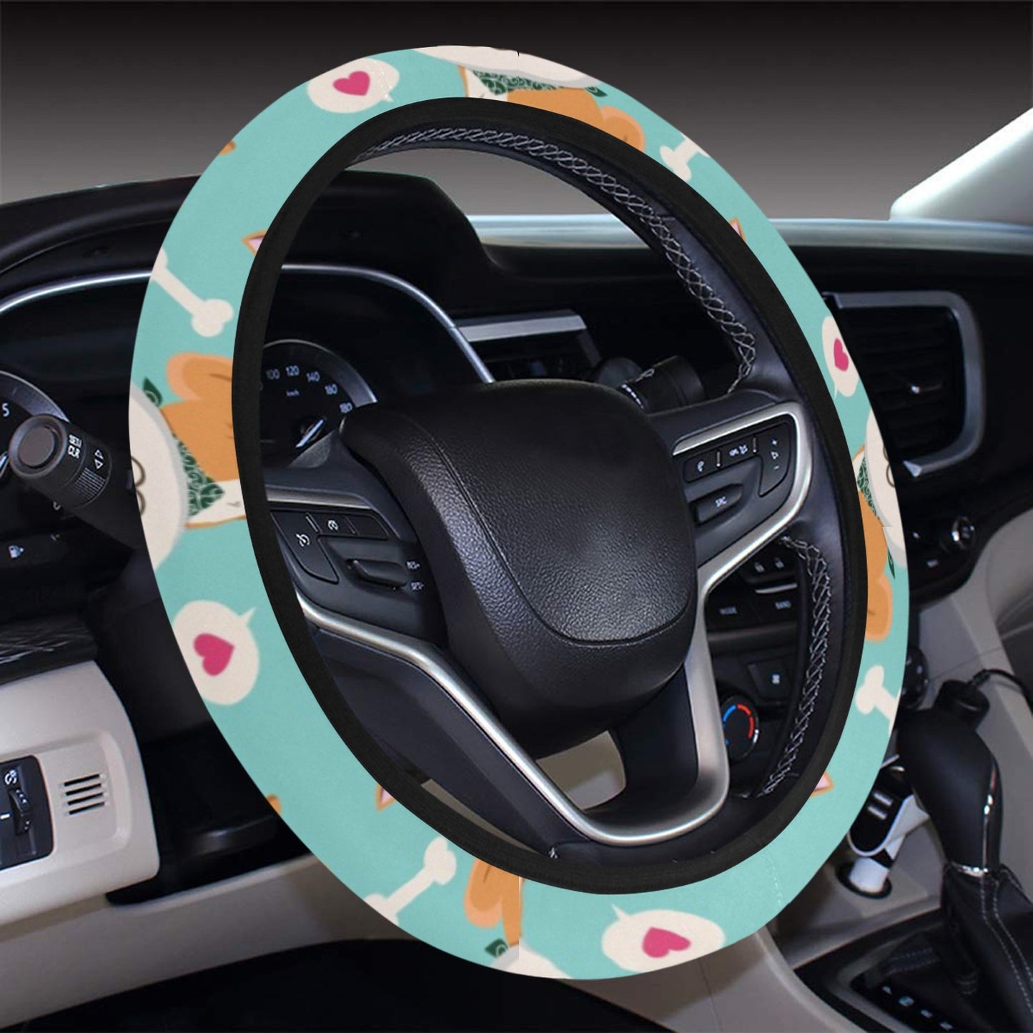 Shiba Inu Print Design LKS3013 Steering Wheel Cover with Elastic Edge