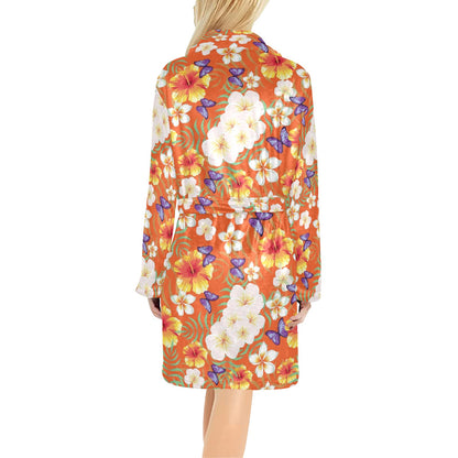 Tropical Flower Pattern Print Design TF027 Women's Fleece Robe