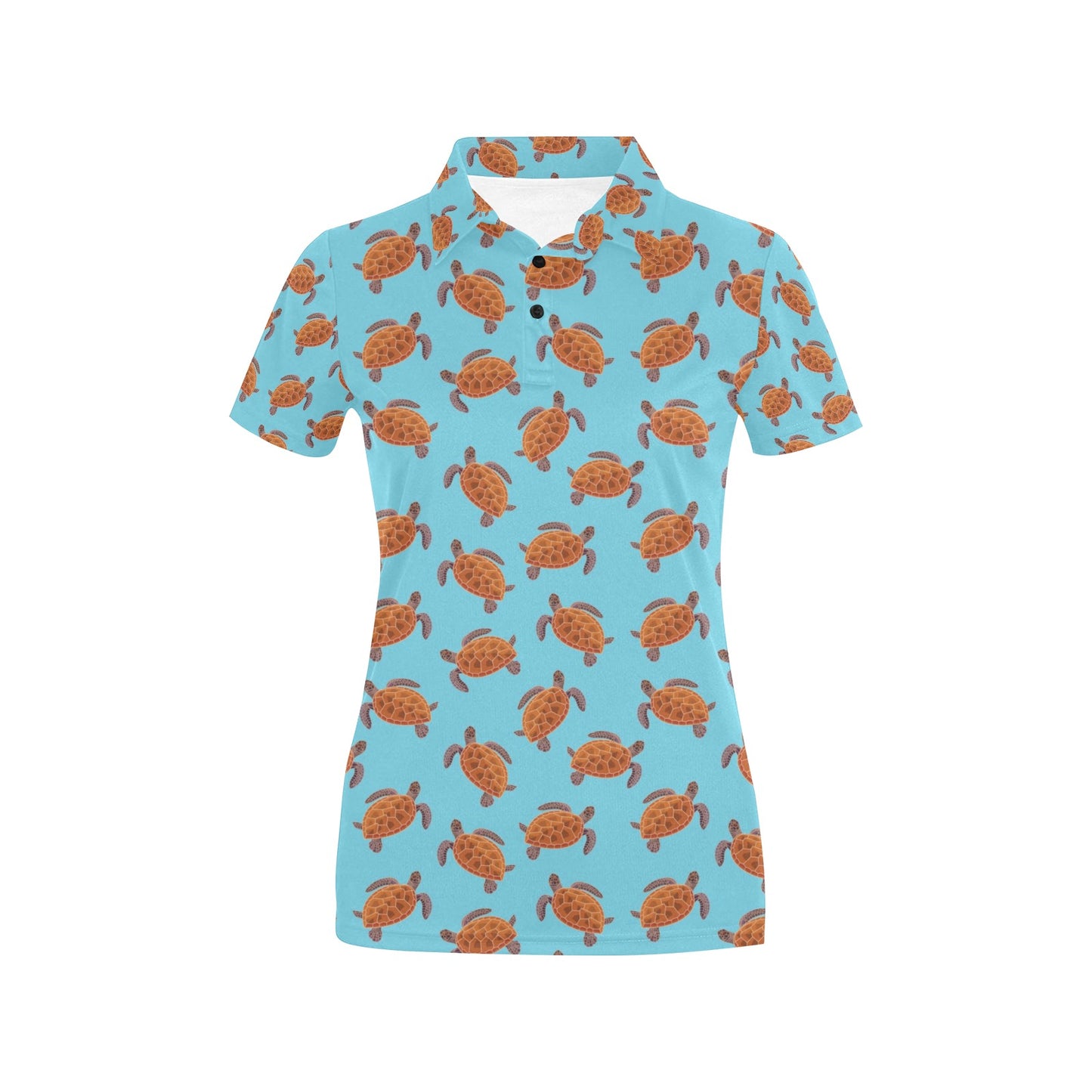 Brow Sea Turtle Print Pattern Women's Polo Shirt