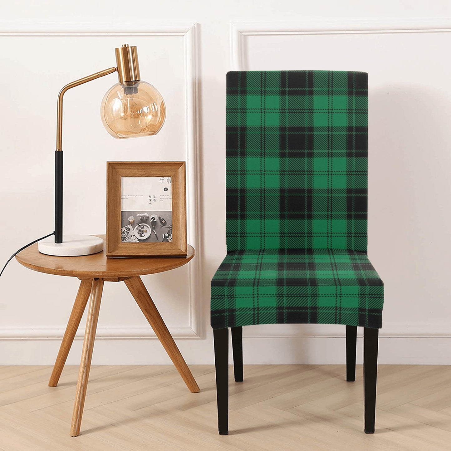 Tartan Green Print Design LKS302 Dining Chair Slipcover