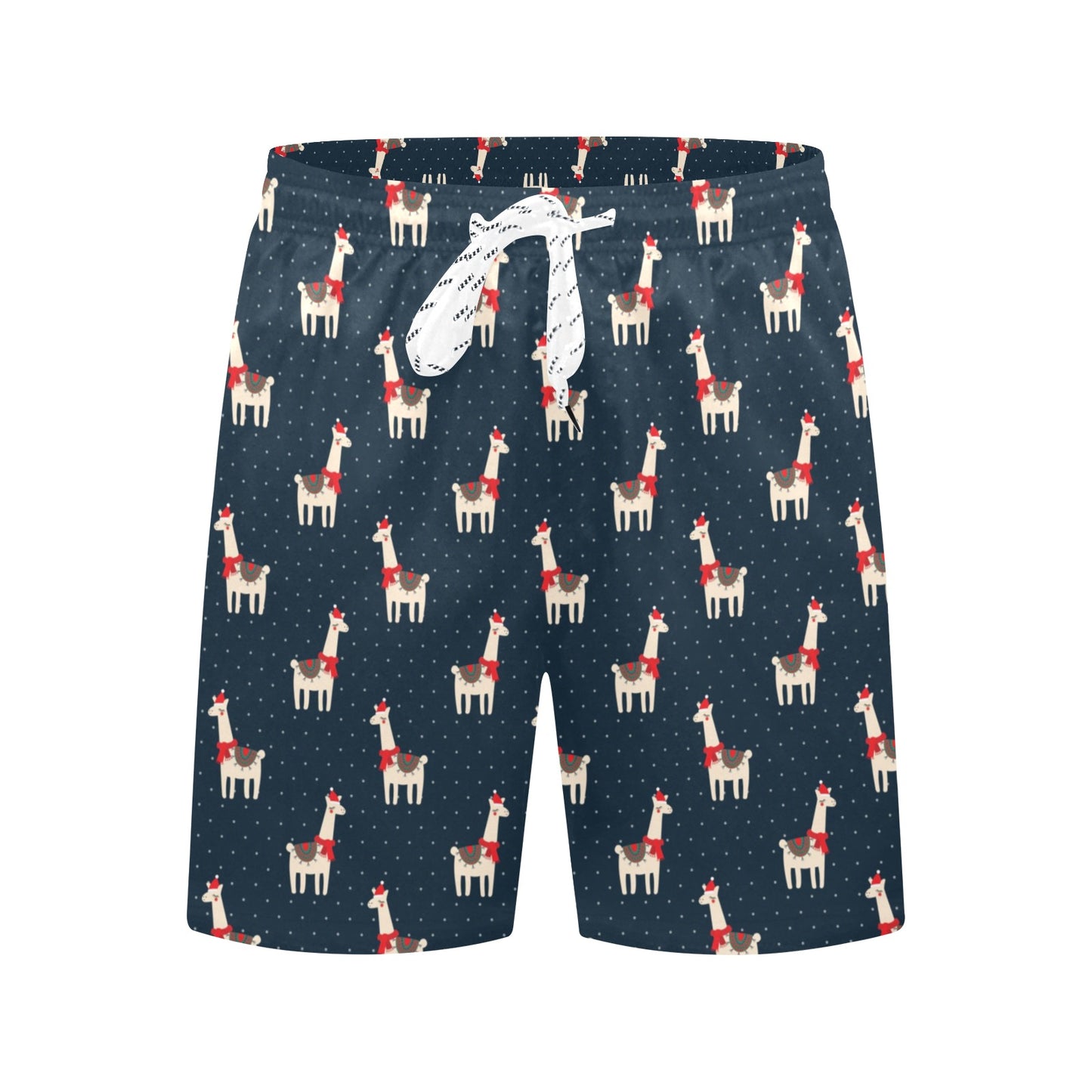 Llama with Polka Dot Themed Print Men's Swim Trunks Beach Shorts