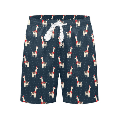 Llama with Polka Dot Themed Print Men's Swim Trunks Beach Shorts