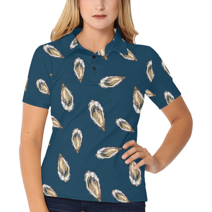 Oyster Pattern Print Design 03 Women's Polo Shirt