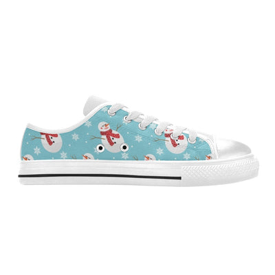 Snowman Print Design LKS304 Women's White Low Top Shoes