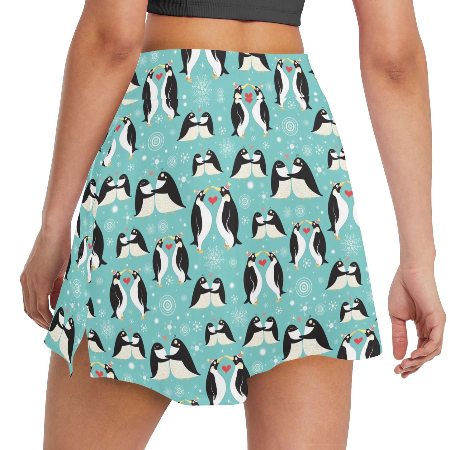 Penguin Love Print 17" Golf & Pickleball Skort with Pockets