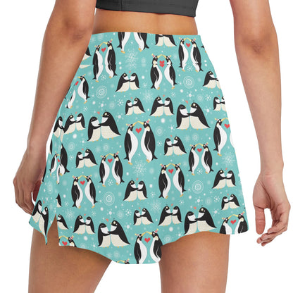 Penguin Love Print 17" Golf & Pickleball Skort with Pockets