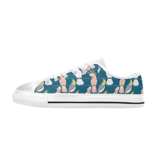 Cockatoo Print Design LKS401 Women's White Low Top Shoes